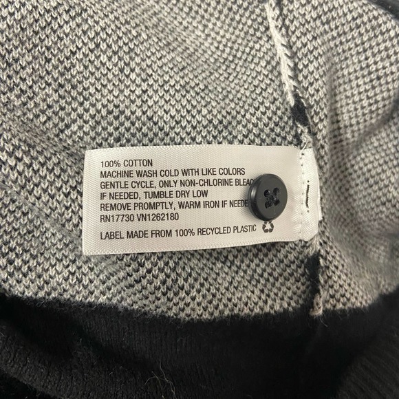 Merona Sweater Button Up Size L Cotton Black & White - Picture 6 of 9